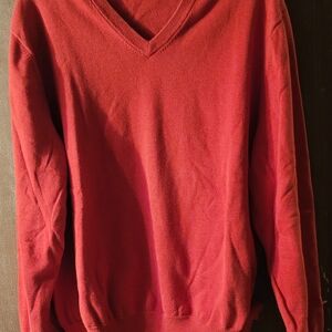 Brooks Brothers 346 V-Neck Sweater in Rich Red Supima Cotton 2XL